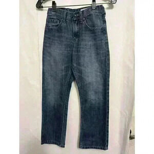 Lee Dungarees Jeans Boys Sz 10 Reg Adjustable Waist Straight Leg Dk Denim A0011